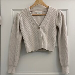 Aerie Beige Ribbed Cardigan